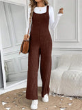 Women's Pit Stripe Knitted Sleeveless Loose Fit Stretchy Overalls Jumpsuit
