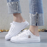 Female Simple Round Toe Flat Canvas Shoes