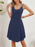 Women's Candy Color U Neck Sleeveless Hollow Out Sundress