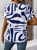 Women's Summer Print Round Neck BatWing Sleeve Shirt