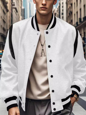 Men's Stand Collar Single-Breasted Baseball Jacket