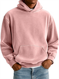 Men's Winter Thicken Solid Color Kangaroo Pocket Hooded Sweatshirts
