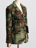 Women's Camouflage Print Tie-Waist Long Sleeve Coat