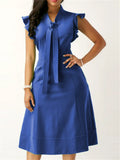 Women's Trendy Solid Color Short Sleeve Big Hem Dress