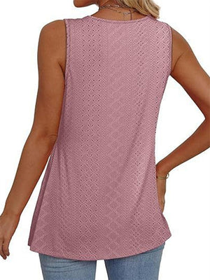 Women's Elegant Summer Solid Color V Neck Sleeveless Shirts