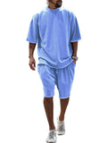 Men's Summer Short Sleeved Solid Color Outfits