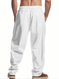 Men's Casual Linen Boho Contrast Color Drawstring Pants