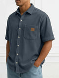 Men's Summer Comfy Corduroy Short Sleeve Button Down Shirts