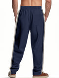 Men's Casual Side Stripe Elastic Waist Pants