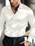 Men's Casual Drape Button Up Shiny Dress Shirts