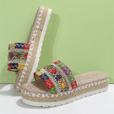 Women's Ethnic Style Thick Sole Woven Holiday Slippers