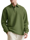 Men's American Style Solid Color Texture Jacquard Lapel Long Sleeve Sweatshirts
