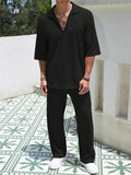 Men's Summer Relaxed Half Sleeve V-neck Casual Sets