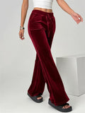 A‌utumn Drawstring Velvet Wide Leg Flared Pants for Women‌