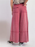 Women's High Waist Casual Pockets Cargo Wide Leg Pants