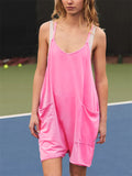 Women's Trendy Solid Color Soft Comfy Short Jumpsuits for Summer