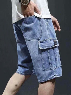 Male Summer Fashionable Multi-Pocket Denim Shorts