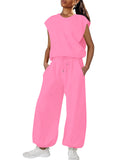 Women's Summer Casual Solid Color Round Neck Sleeveless Jumpsuits