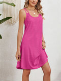 Women's Candy Color U Neck Sleeveless Hollow Out Sundress