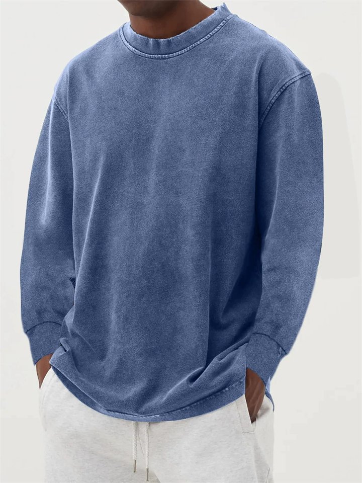 Men's Retro Loose Fit Round Neck Long Sleeve Sweatshirts