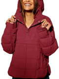 Women's Casual Solid Color Pockets Pullover Hooded Coats
