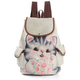 Lovely Cartoon Kitty Lightweight Canvas Schoolbag for Girls