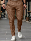 Men's Casual Solid Color Elastic Waist Slim Fit Trousers
