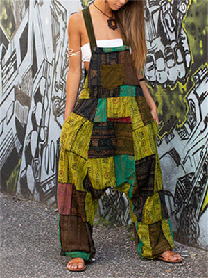 Women's Summer Street Hip-hop Style Sleeveless Print Jumpsuit