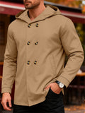 Men's Autumn Casual Solid Color Double Breasted Hooded Coats