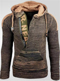 Men's Autumn Contrast Color Pockets Long Sleeve Hooded Sweaters