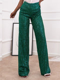 Women's Elegant Shiny Sequins Straight-Leg Pants