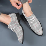 Men's Retro Chic Plaid Lace Up Dress Shoes