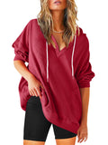 Fashionable Long Sleeve V-neck Hoodies for Ladies