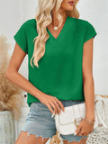 Women's Summer Solid Color V Neck BatWing Sleeve Shirts