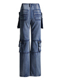 Female Multi-Pocket Loose Fit Cargo Denim Jeans