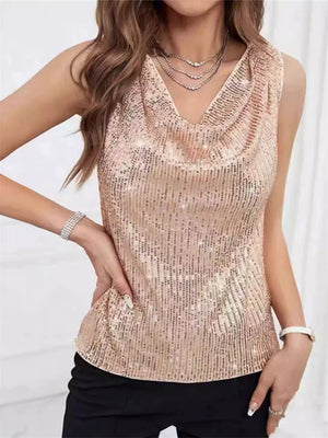 Women's Summer Sexy V-Neck Sequined Sleeveless Shirt