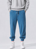 Mens Corduroy Elastic Waist Drawstring Jogger Pants