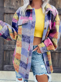 Women's Print Button Up Pocket Long Sleeve Coat