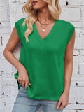 Women's Solid Color V Neck Sleeveless Vest Sweater