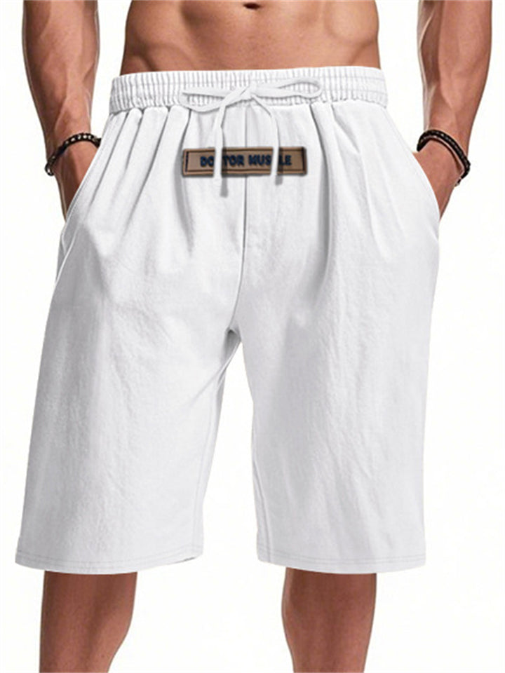 Men's Solid Color Casual Drawstring Beach Shorts