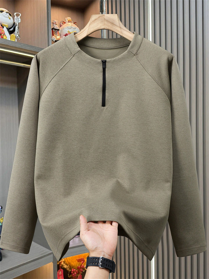Men's Classic Plus Size Loose Fit Long Sleeve Half-Zip Sweatshirts