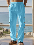 Men's Comfy Linen Casual Loose Fit Drawstring Beach Trousers