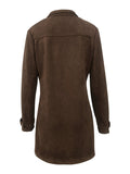 ‌Women's Autumn Brown Faux Suede Vintage Style Jacket‌ with Pockets