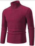 Men's Soft Simple Slim Fit High Neck Ribbed Knit Sweaters