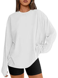Women's Autumn Oversize Solid Color Round Neck Long Sleeve Shirts