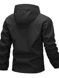 Men's Autumn Casual Solid Color Pockets Hooded Outdoor Jackets