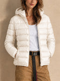 Women Hooded Puffer Jacket Zip Up Lightweight Outerwear