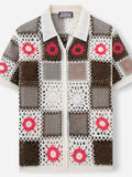Men's Summer Holiday Style Jacquard Hollow Short Sleeve Shirts