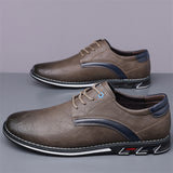 Men's Trendy Faux Leather Contrast Color Lace Up Flats Shoes
