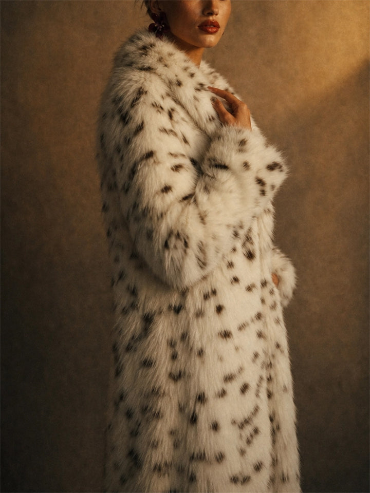 Women's Dalmatian Print Faux Fur Warm Coats for Winter
